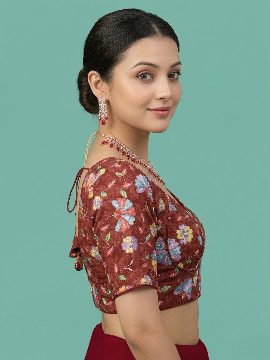 Silk Maroon Saree Blouse