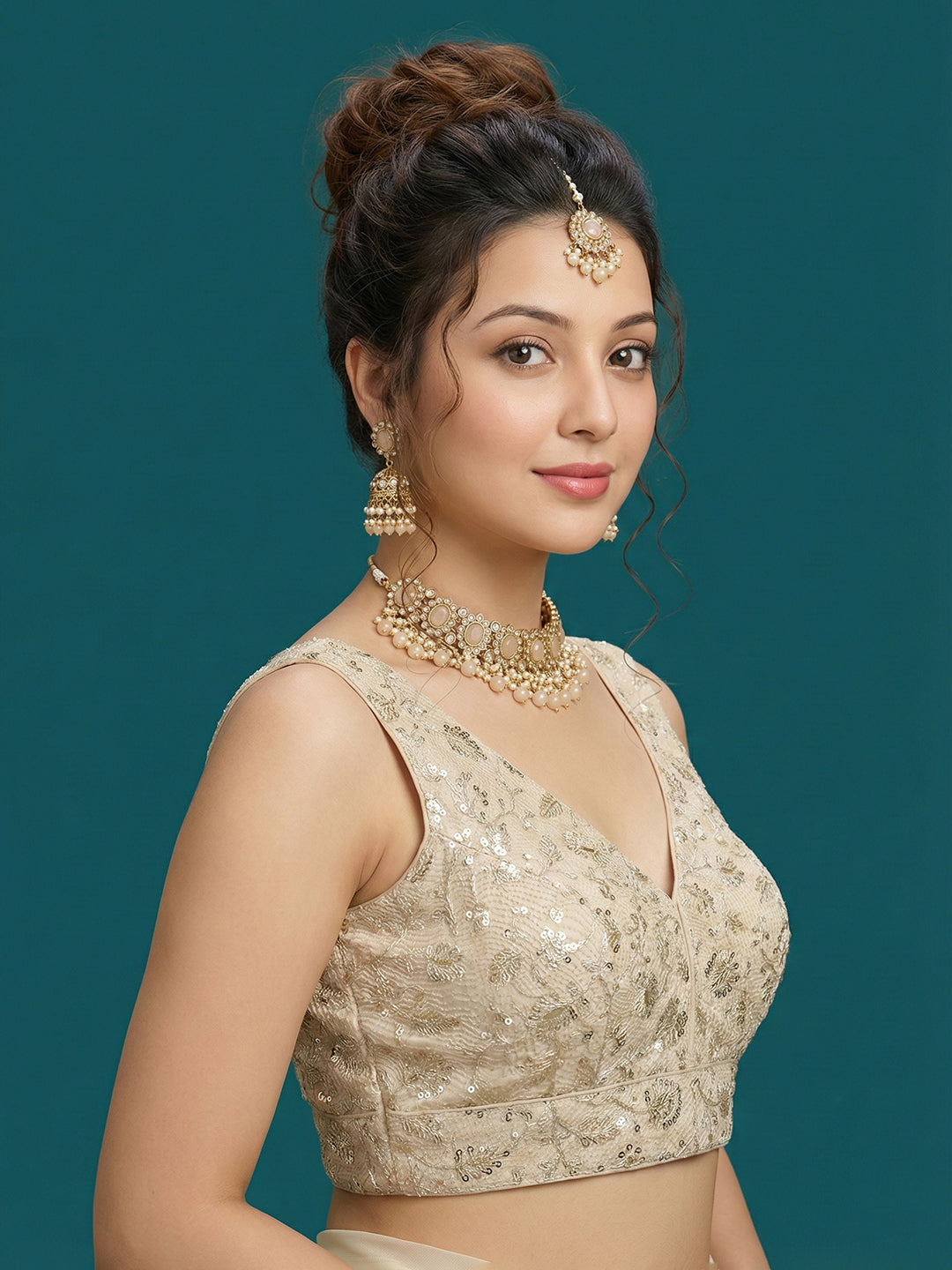 Designer Cream Embroidered Blouse