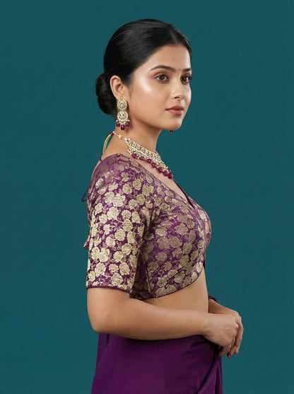 Woven Wine Design Blouse