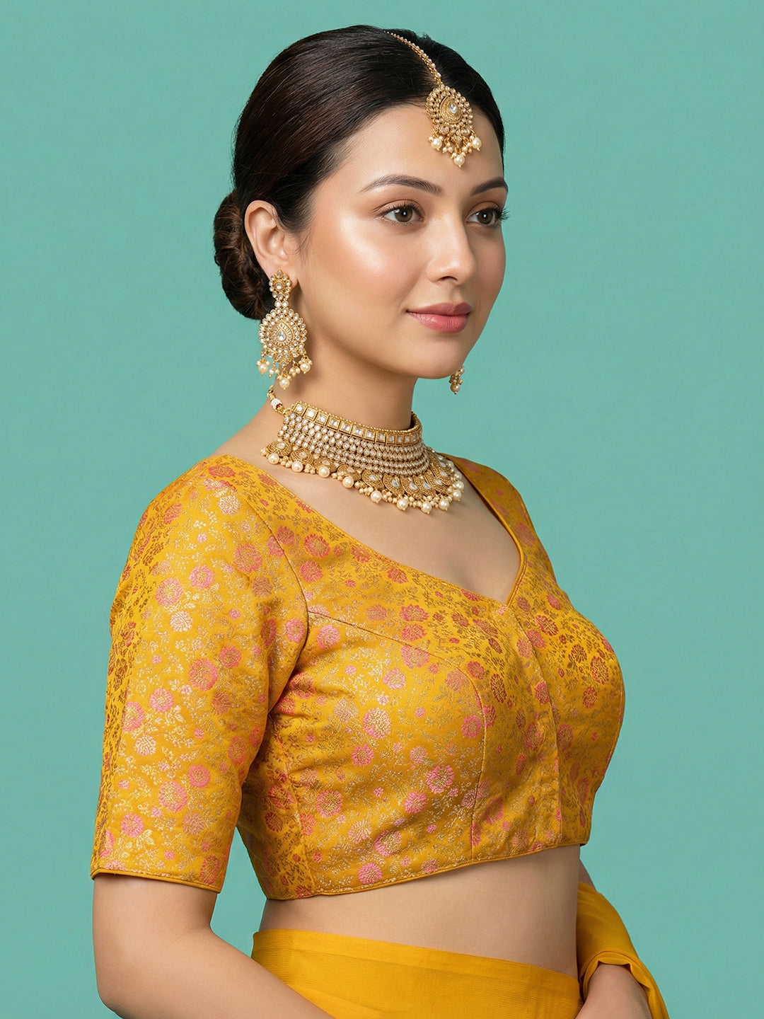 Woven Yellow Design Blouse
