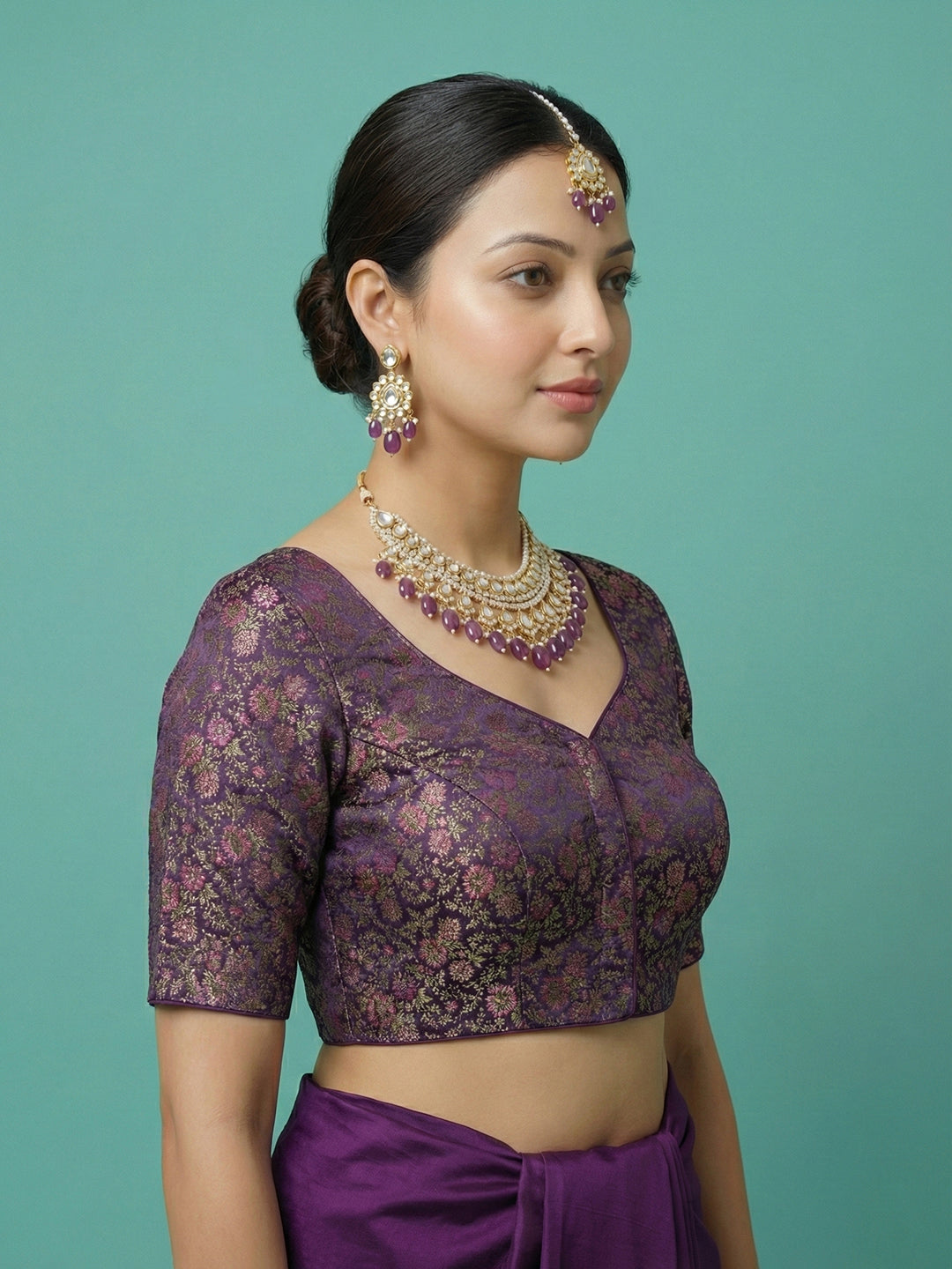 Woven Wine Design Blouse