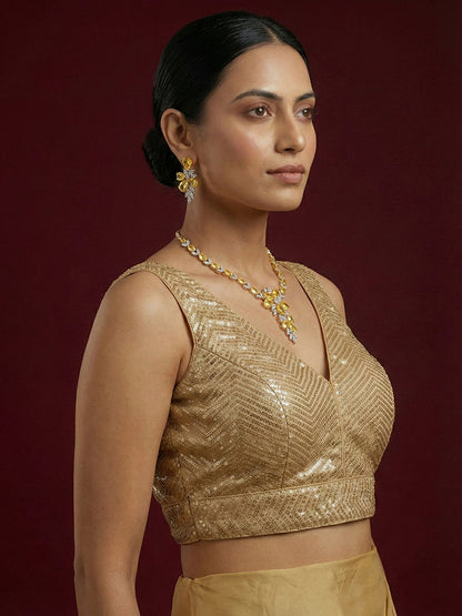 Embellished Gold Saree Blouse