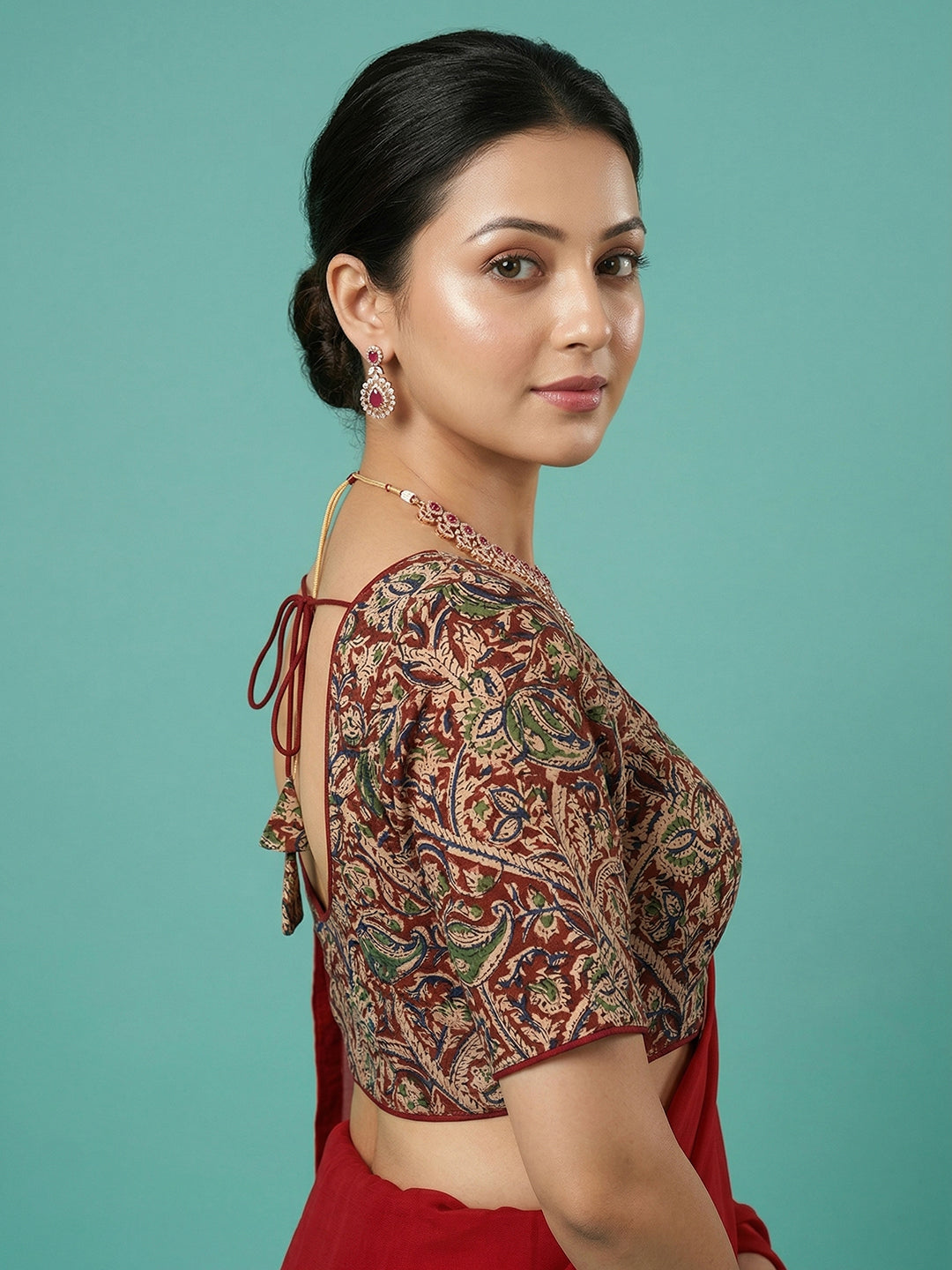 Kalamkarri Designer Brown Blouse