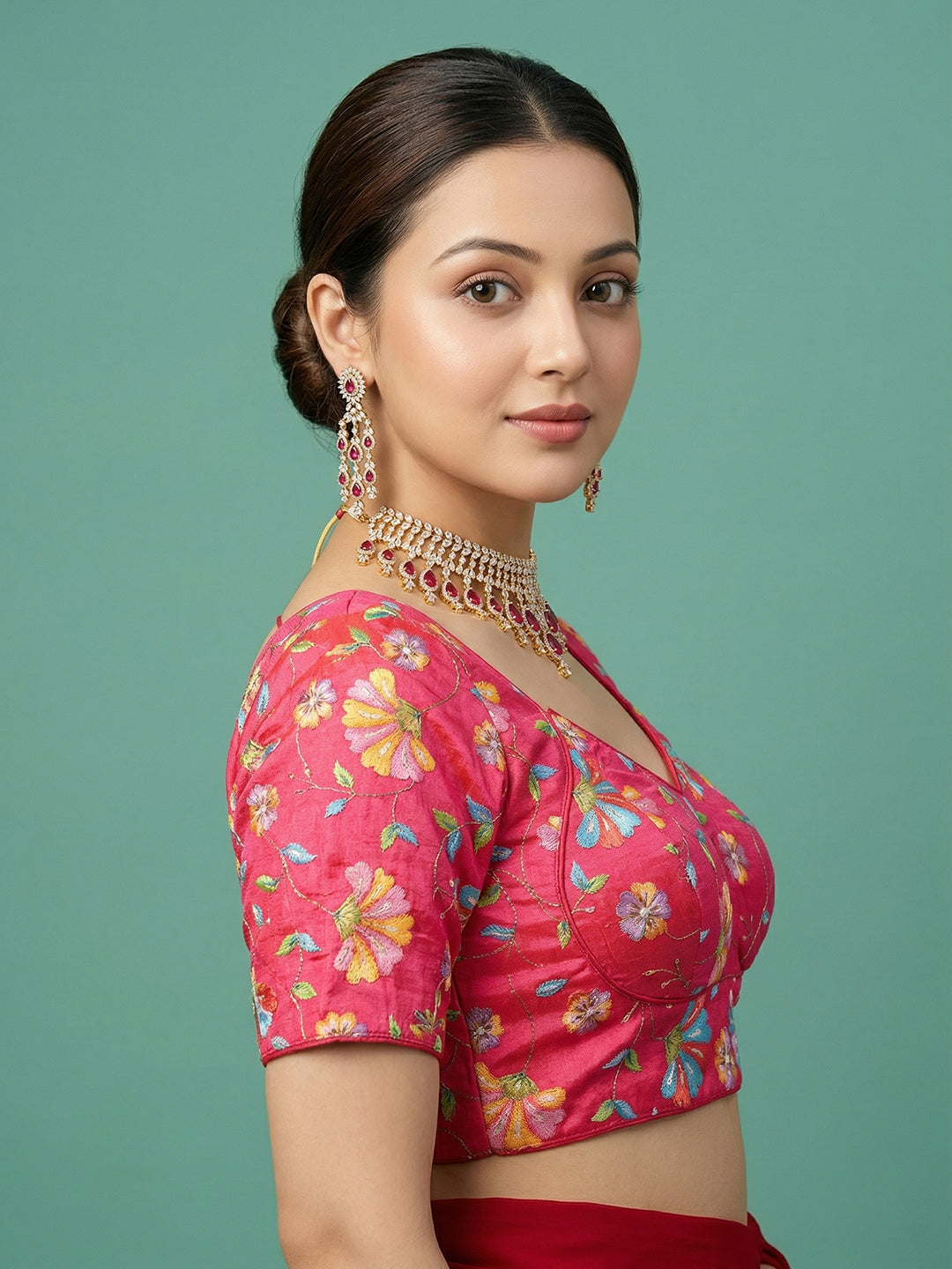 Silk Pink Saree Blouse