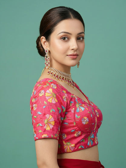 Silk Pink Saree Blouse