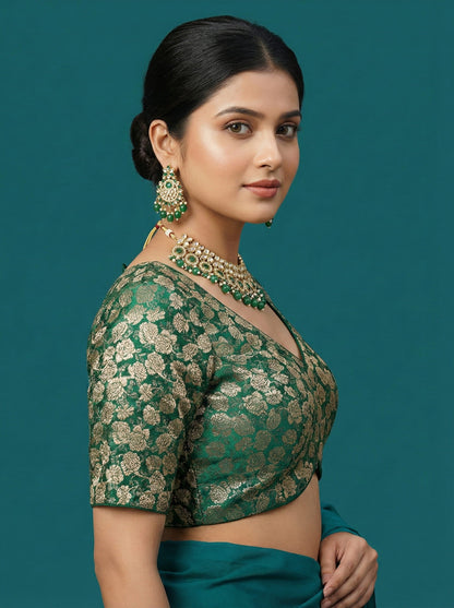 Woven Green Design Blouse
