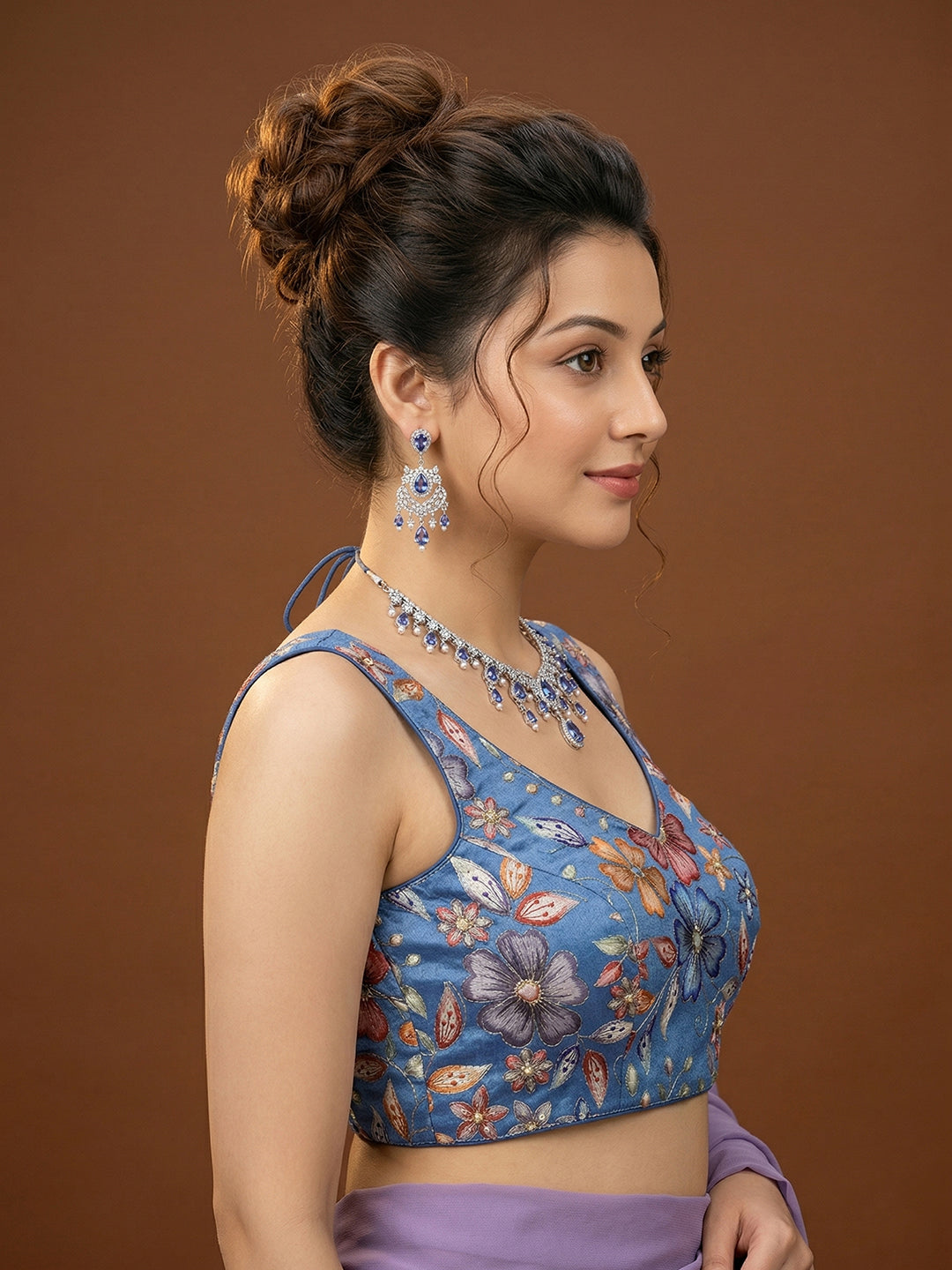 Silk Blue Saree Blouse