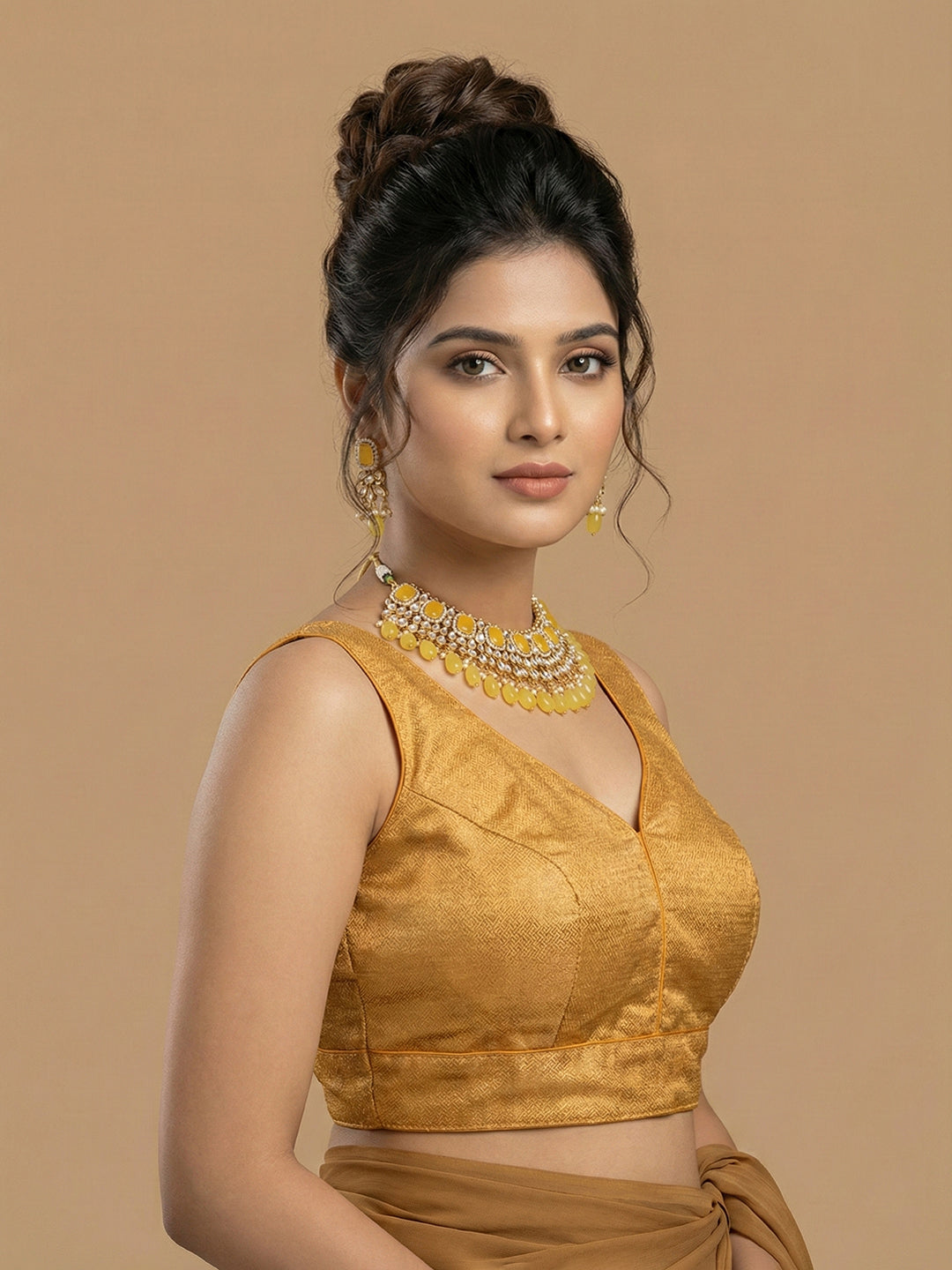 Woven Gold Design Blouse