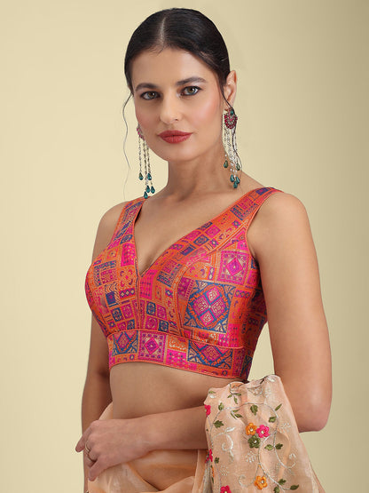 Woven Rani Multi Colour Design Saree Blouse