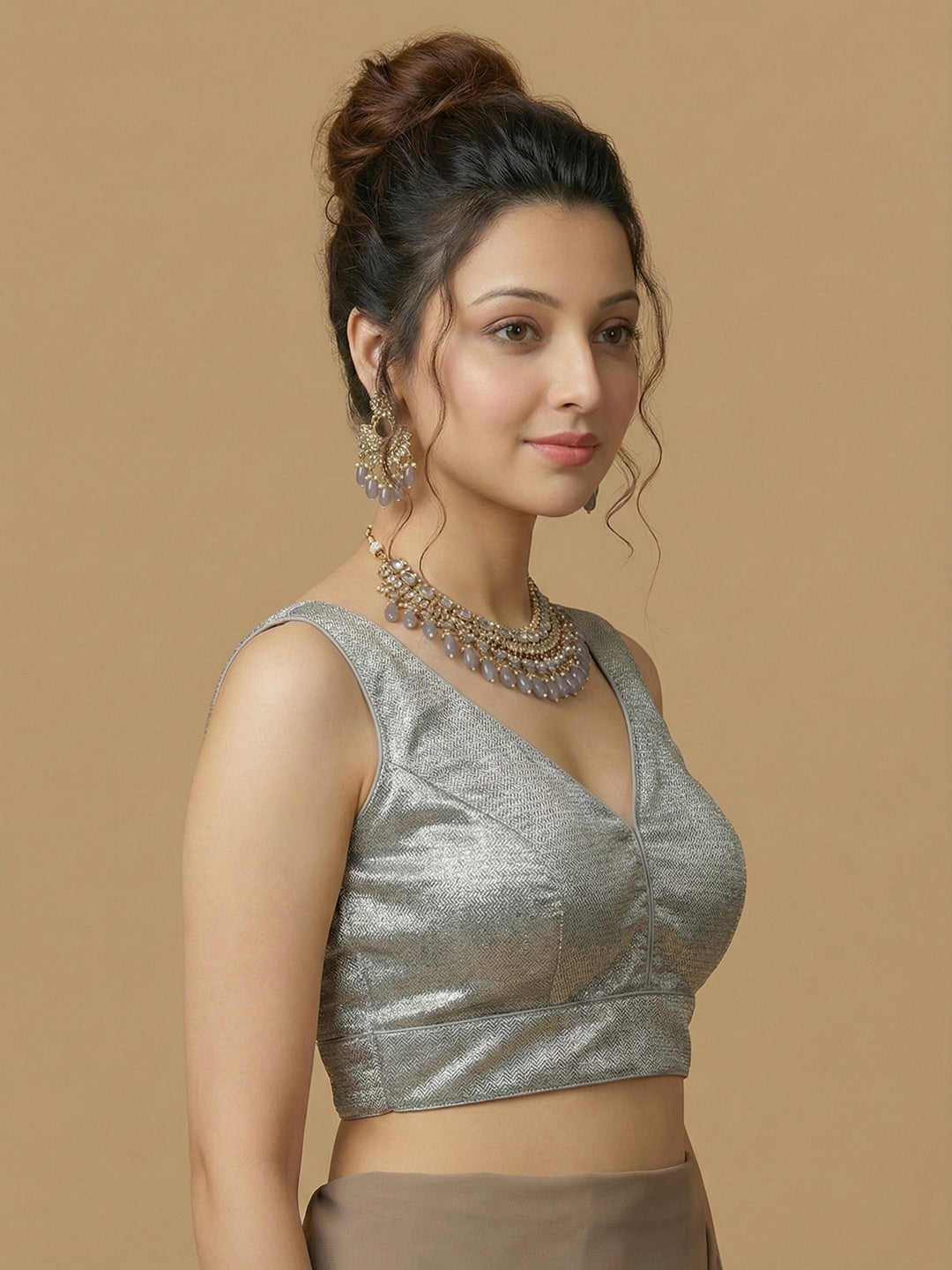 Woven Silver Design Blouse