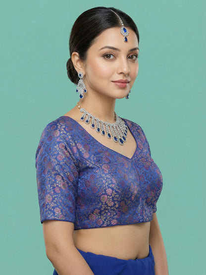 Woven Royal Blue Design Blouse