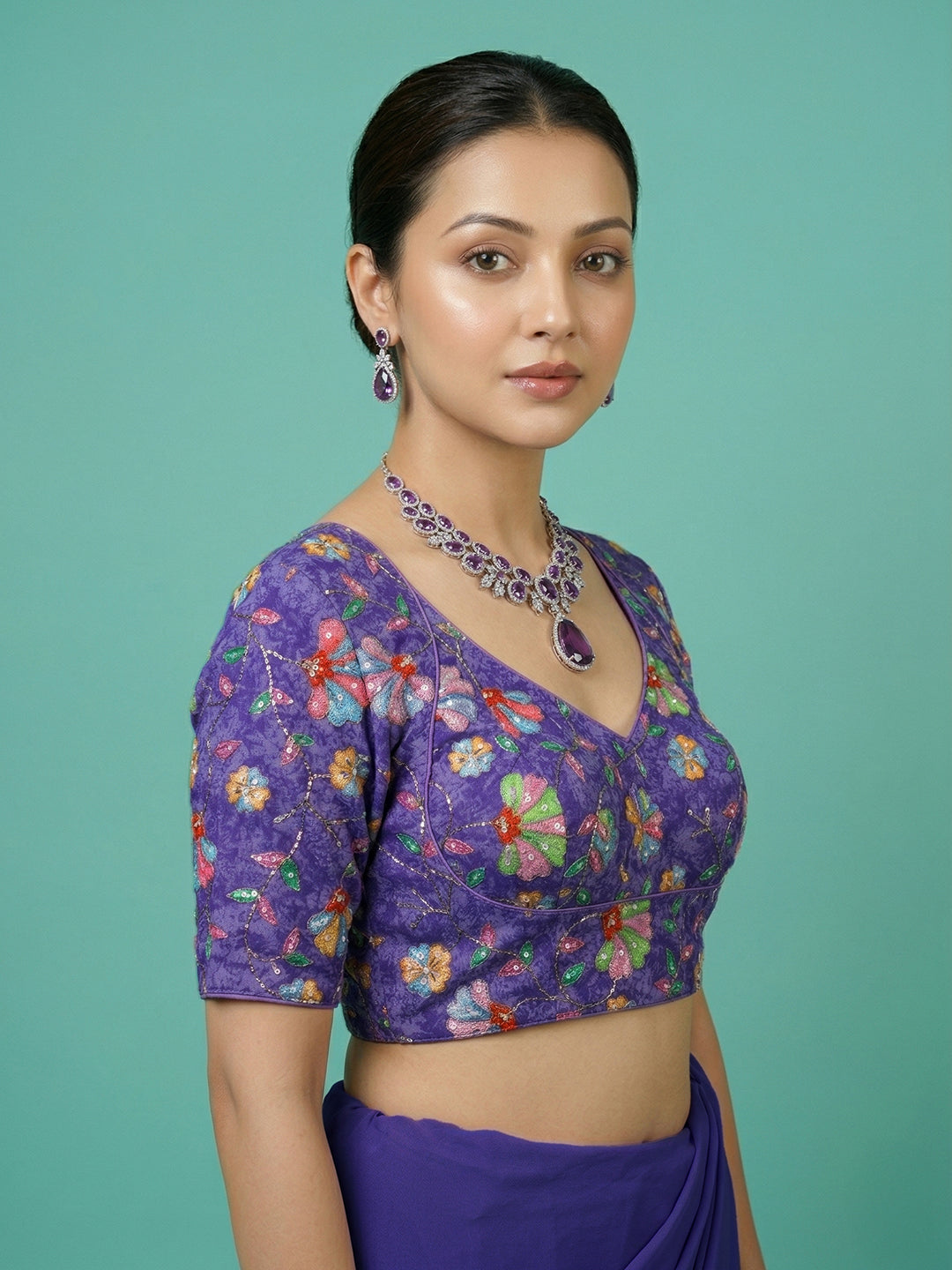 Silk Voilet Saree Blouse