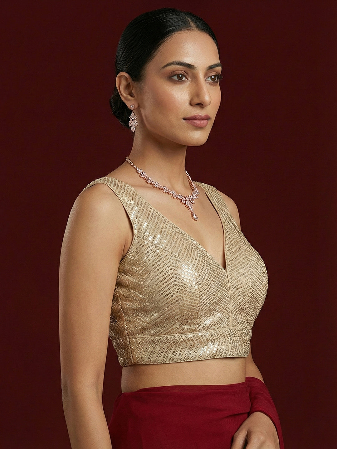 Embellished Gold Saree Blouse