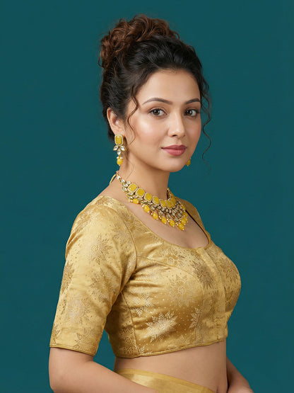 Satin Gold Brocade Blouse