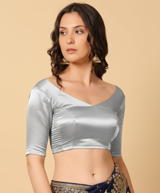 Satin Silver Stretchable Blouse