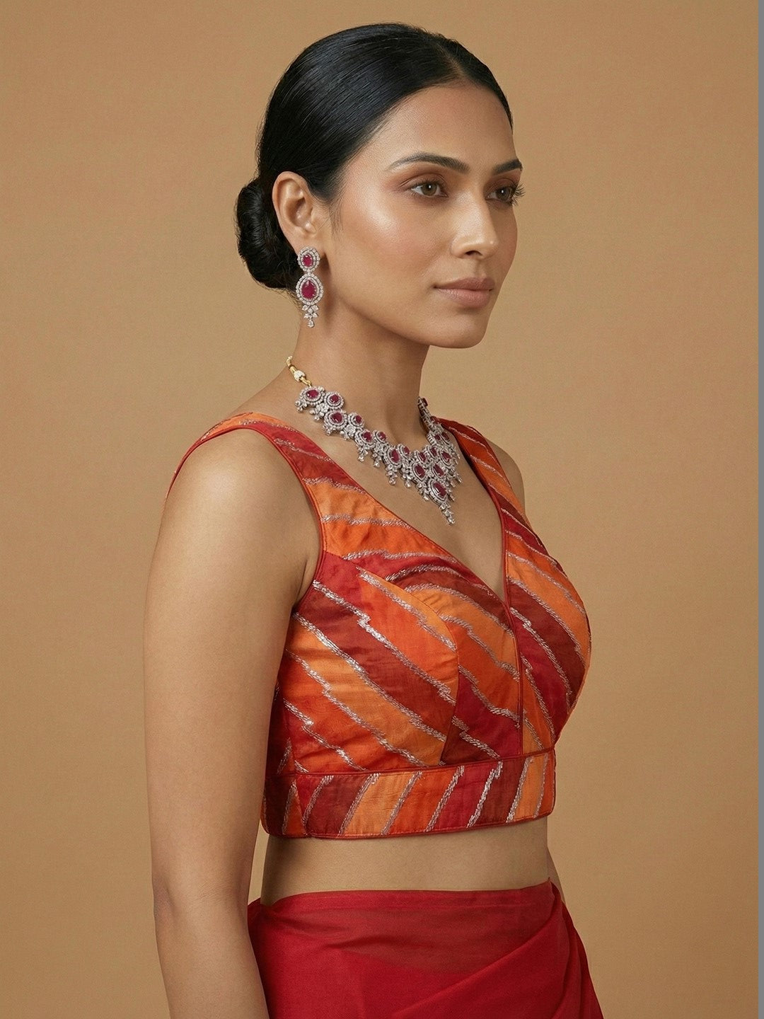 Multi Orange Coloured Blouse