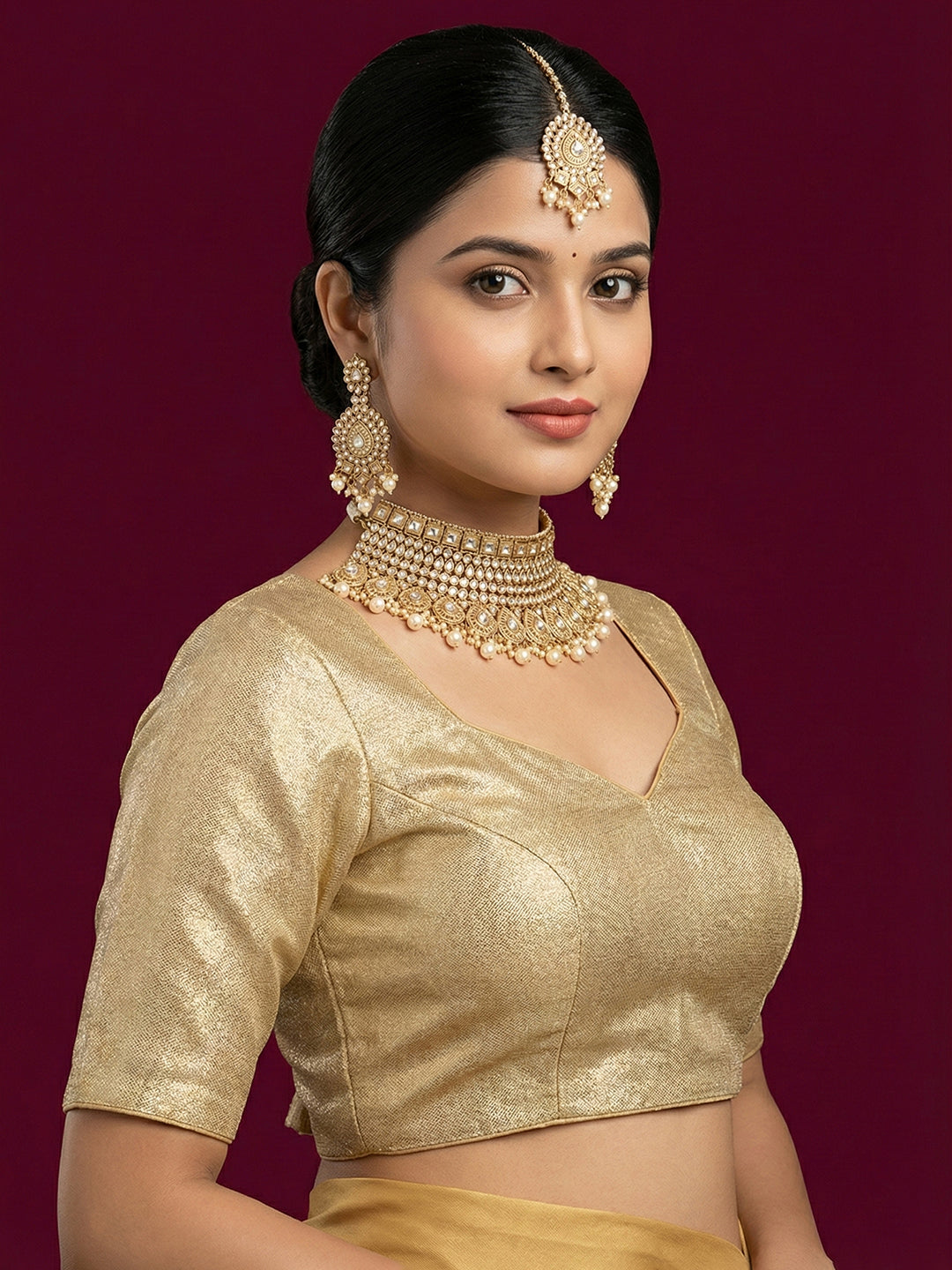 Plain Gold Tissue Blouse