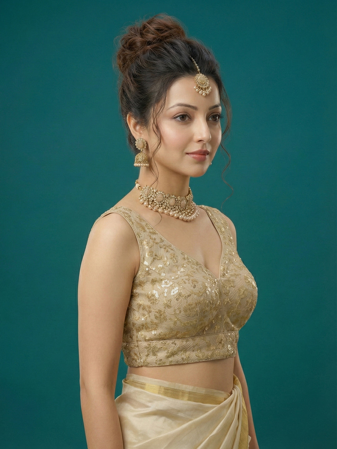 Designer Gold Embroidered Blouse