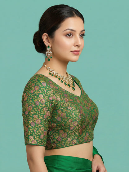 Woven Green Design Blouse