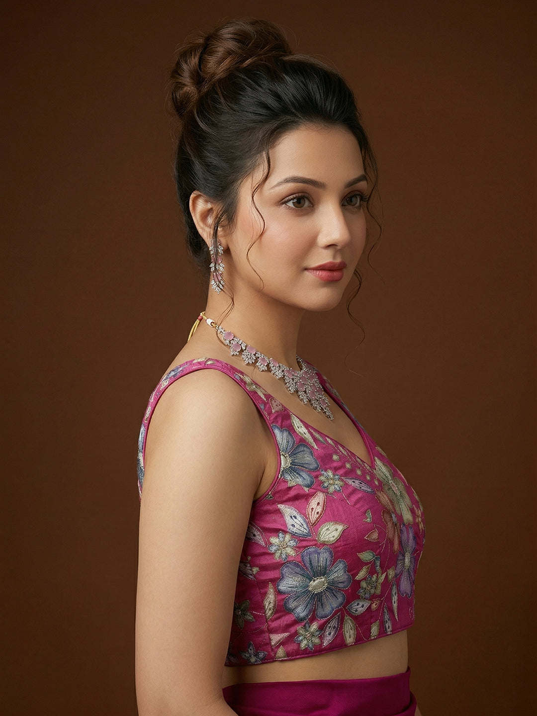 Silk Magenta Saree Blouse