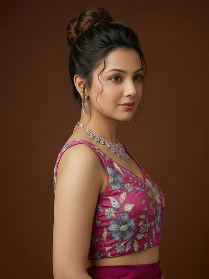 Silk Magenta Saree Blouse