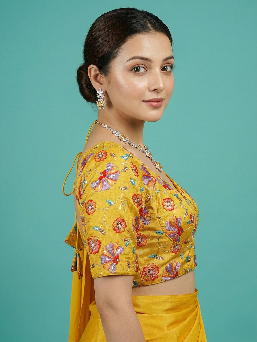 Silk Yellow Saree Blouse