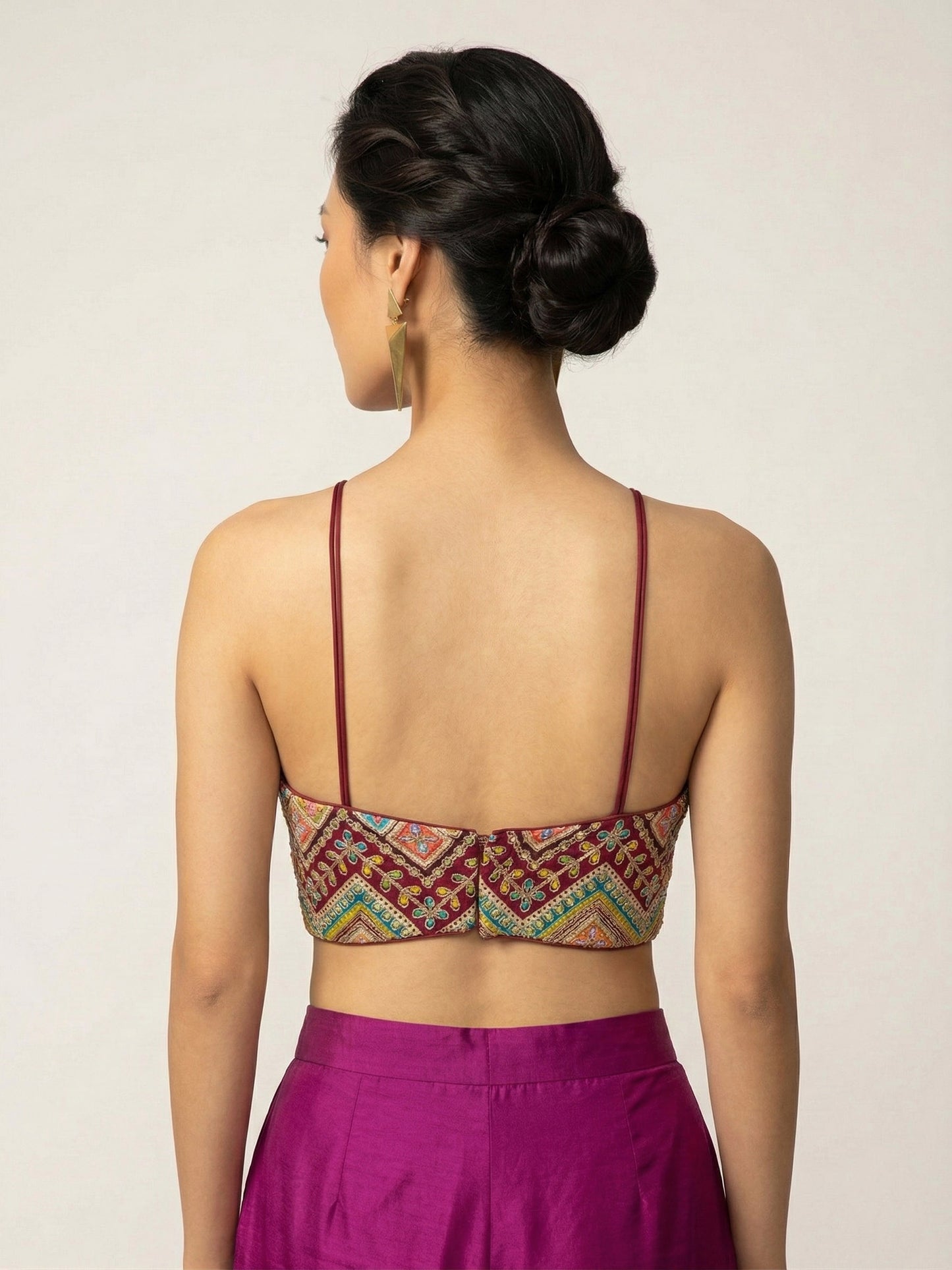 Embroidered Maroon Saree Blouse
