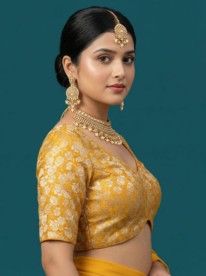 Woven Yellow Design Blouse