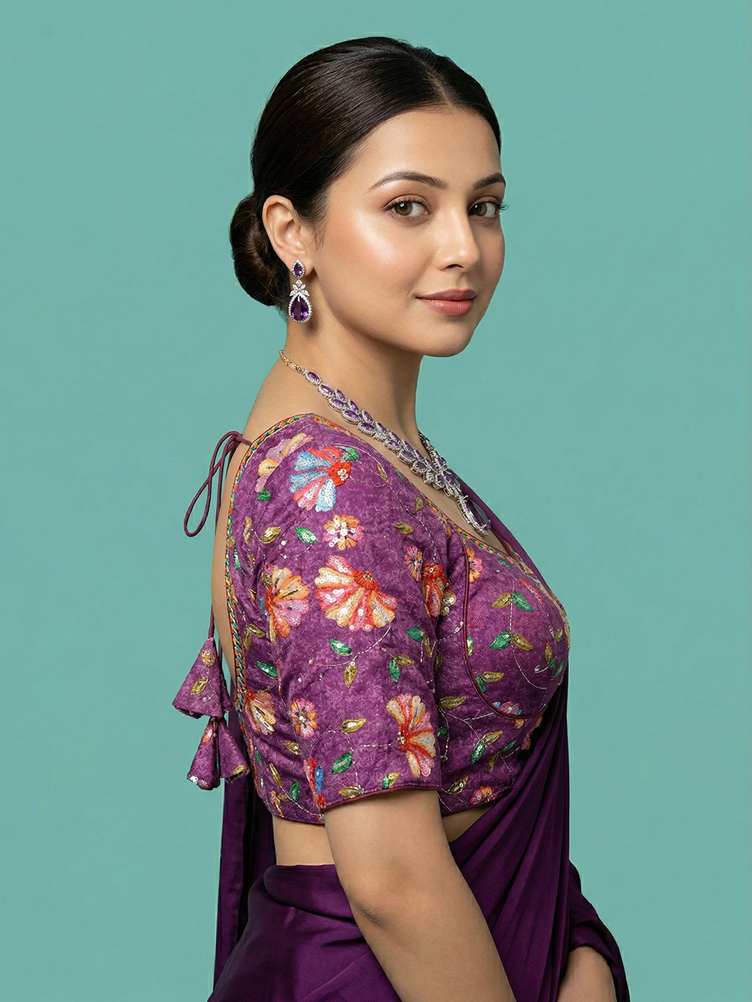 Silk Purple Saree Blouse