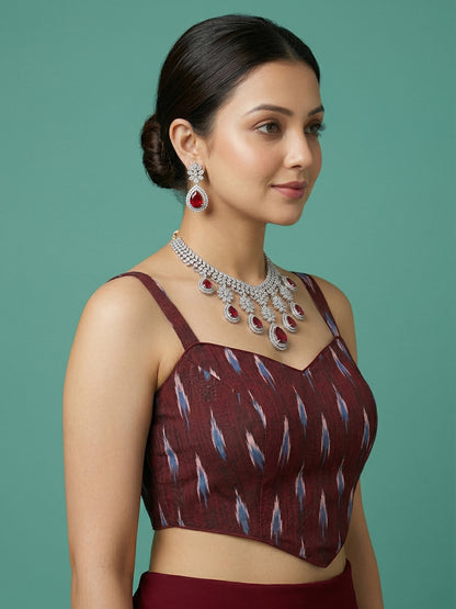 Cotton Blend Woven Design Saree Blouse