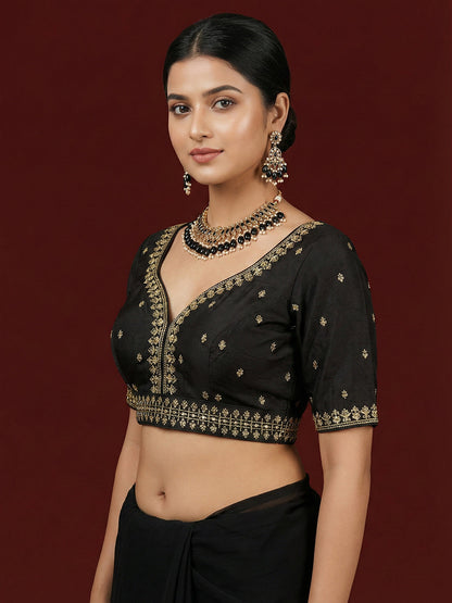 Women's Capri Silk Embroidered Saree Blouse