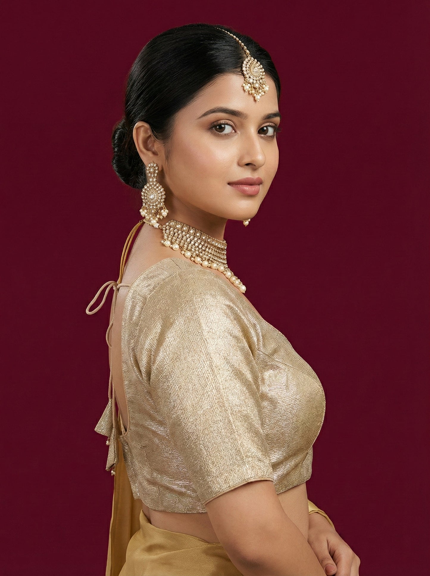 Plain Light Gold Tissue Blouse