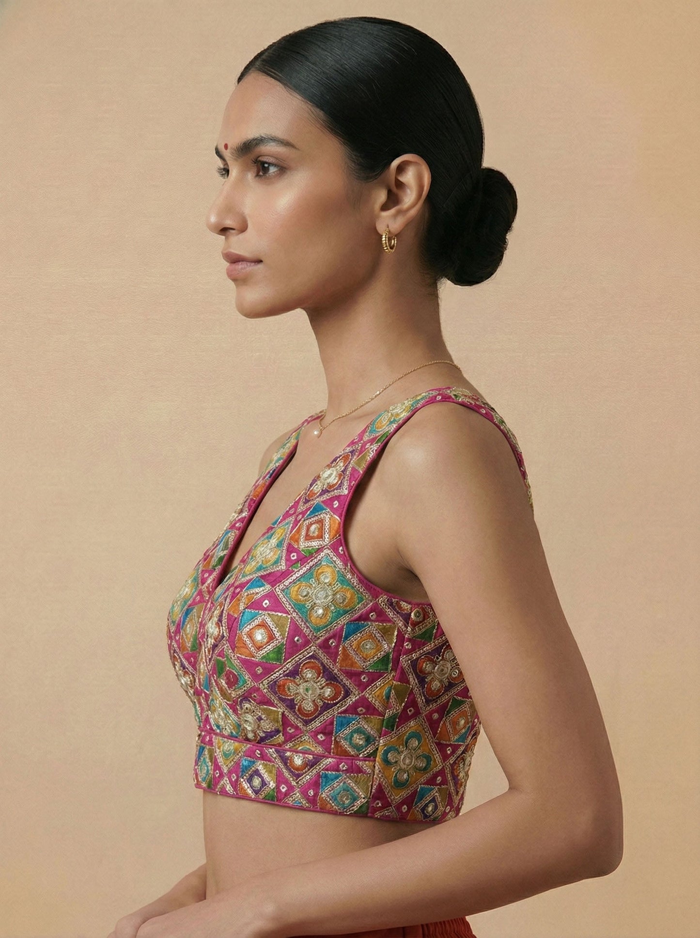 Viraasat Magenta Embroidered Designer Saree Blouse