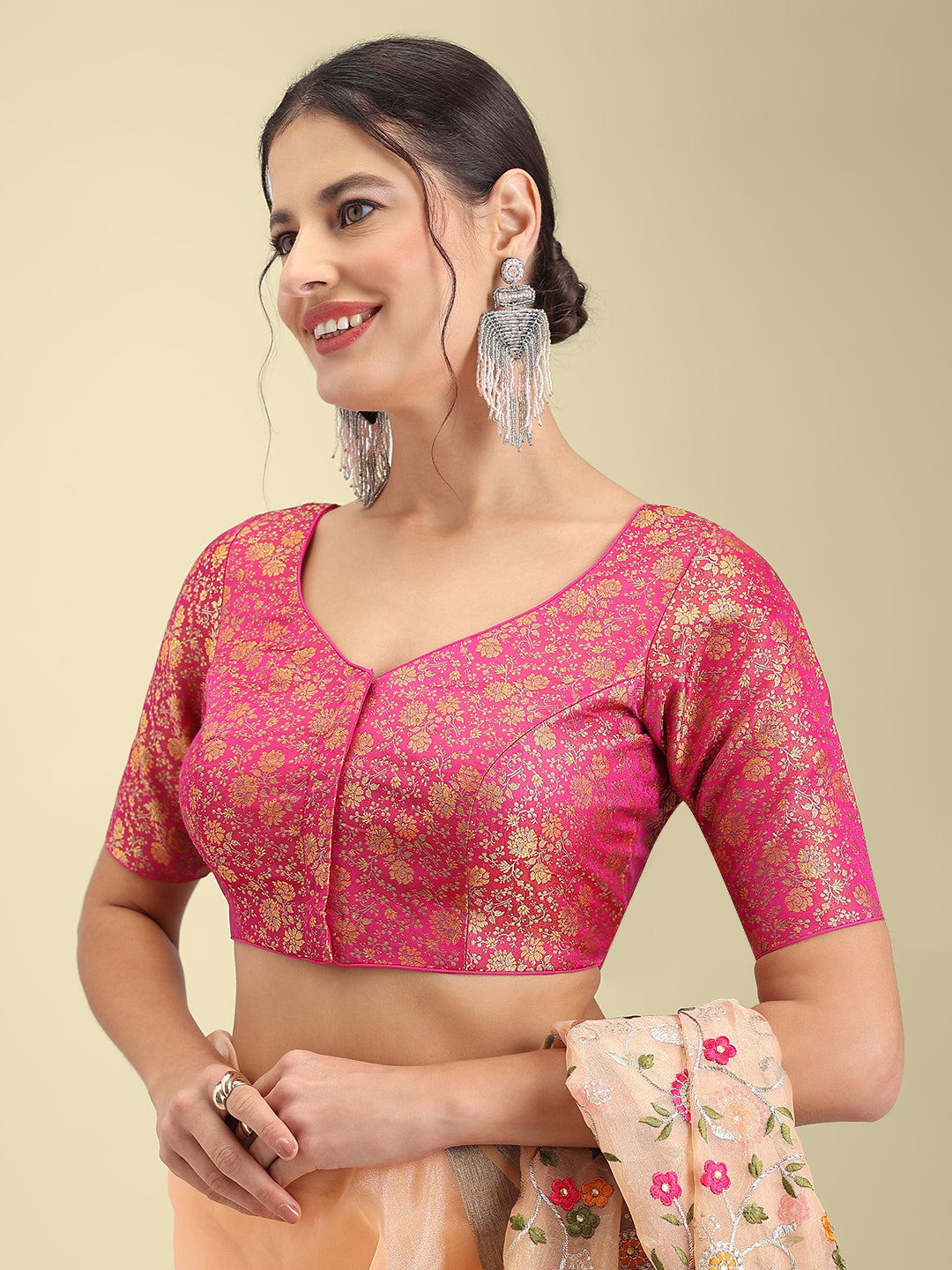 Woven Pink Design Blouse