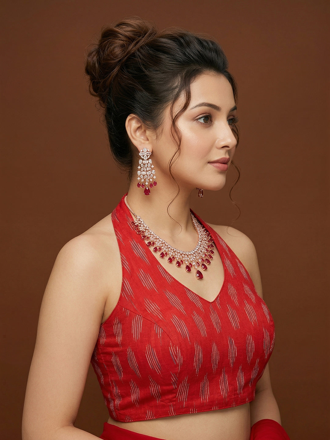 Cotton Blend Woven Design Saree Blouse