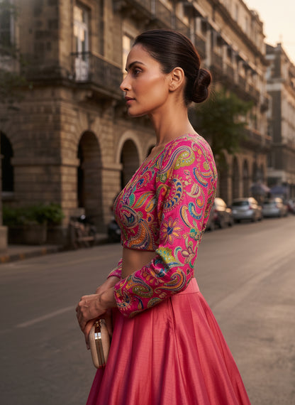 Women Pink Embroidered Blouse