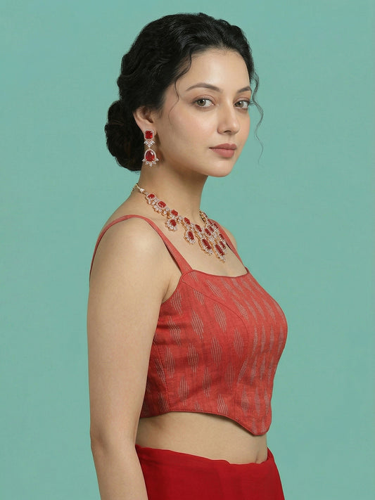 Cotton Blend Woven Design Saree Blouse