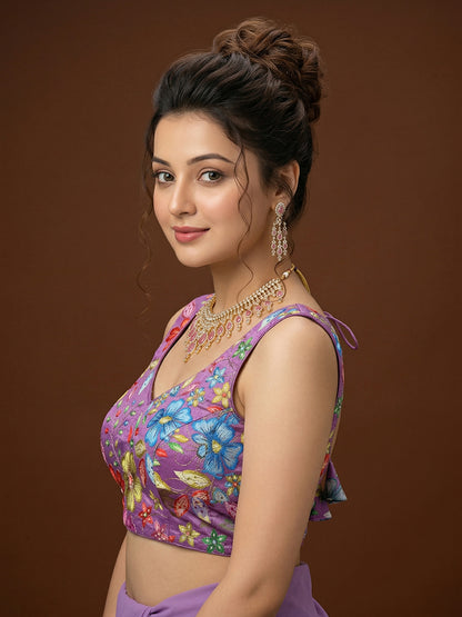 Silk Purple Saree Blouse