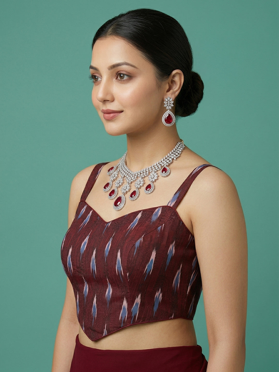 Cotton Blend Woven Design Saree Blouse