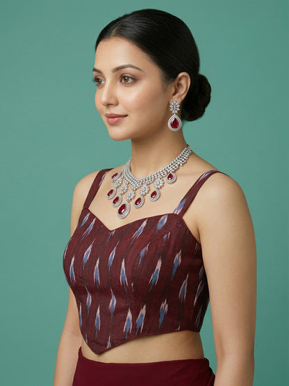 Cotton Blend Woven Design Saree Blouse
