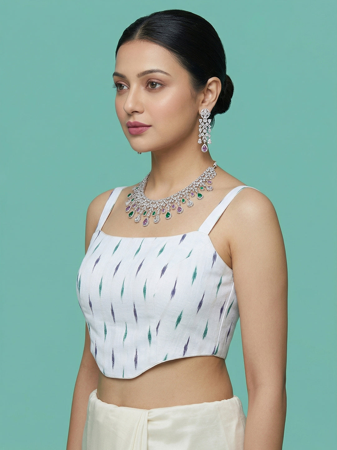Cotton Blend Woven Design Saree Blouse