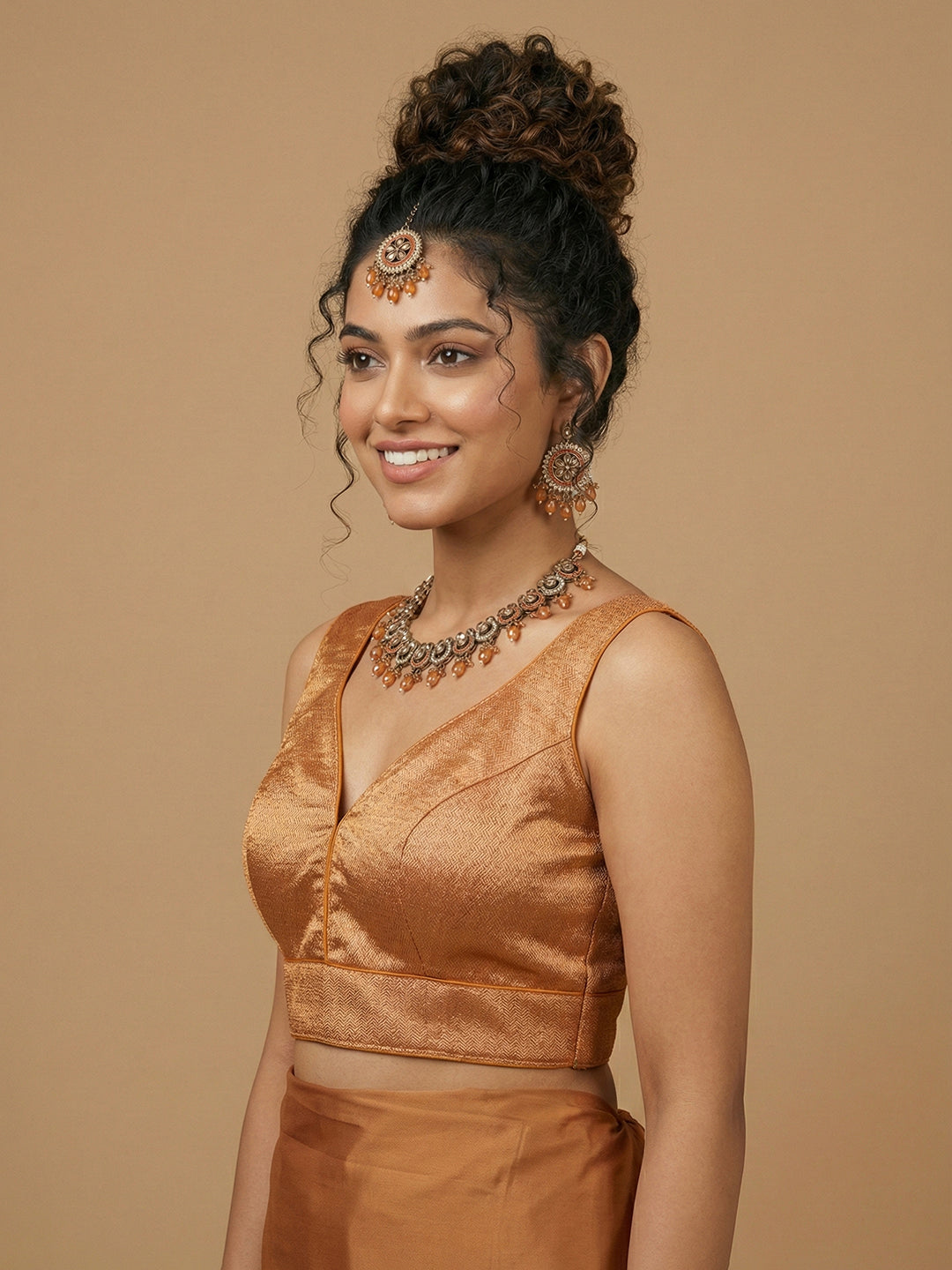 Woven Copper Design Blouse