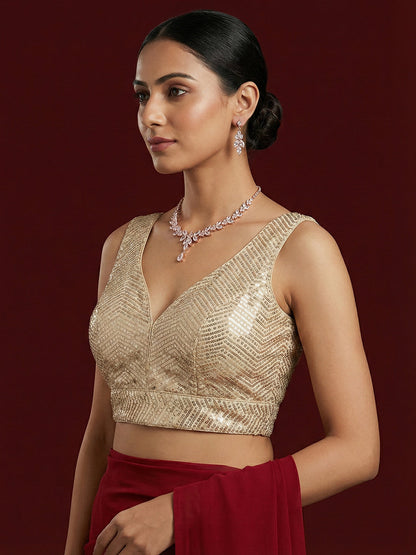 Embellished Gold Saree Blouse