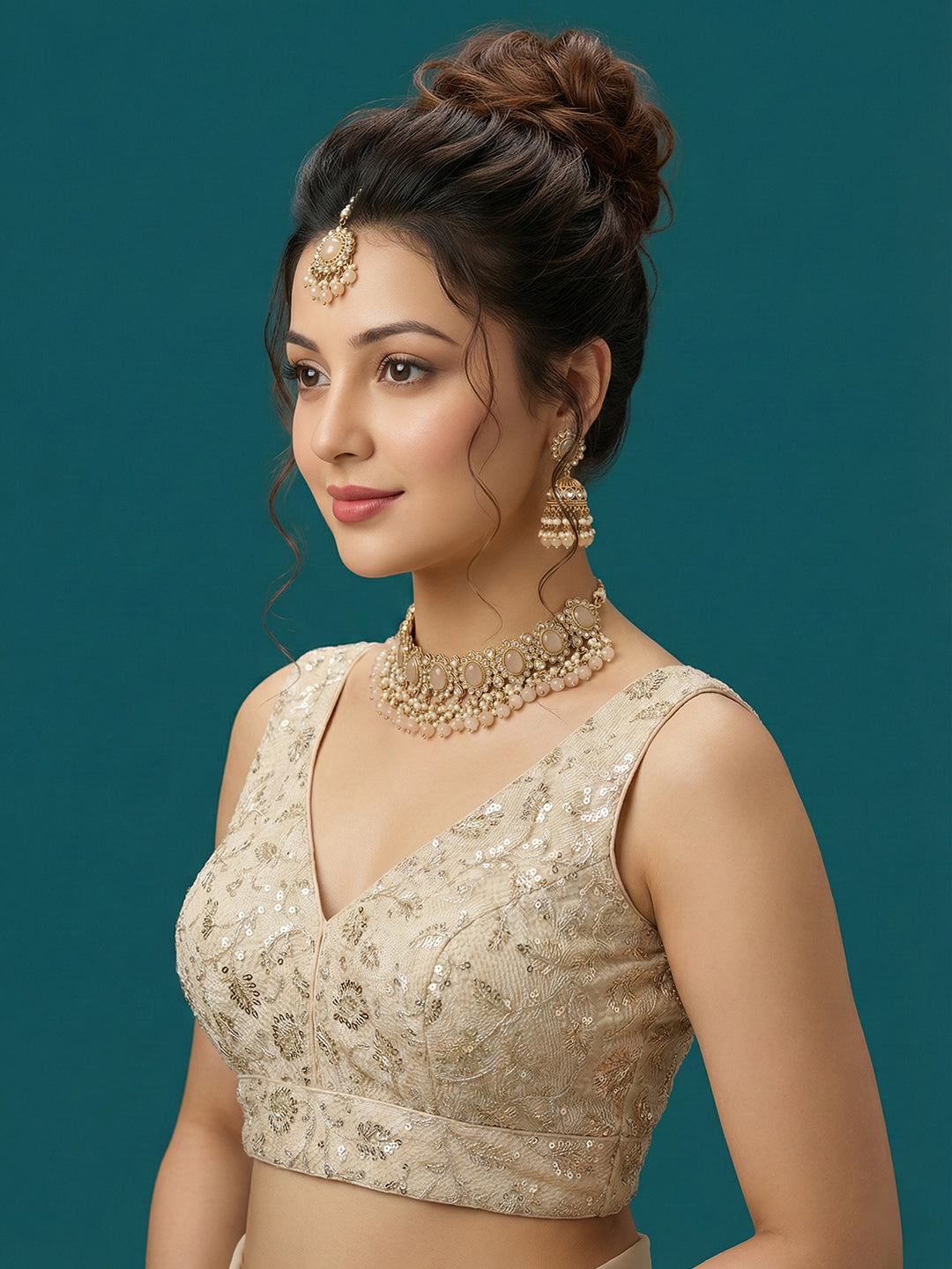 Designer Cream Embroidered Blouse