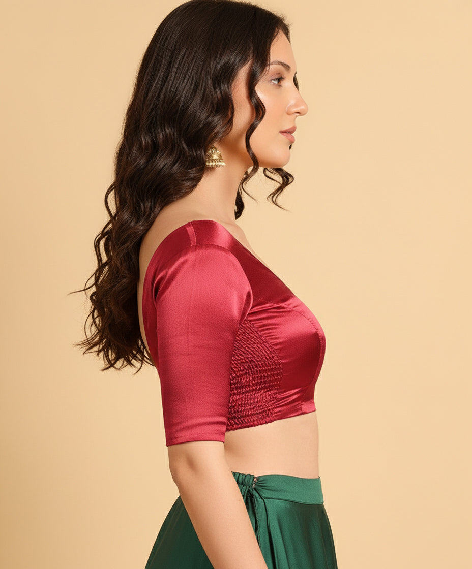 Satin Red Stretchable Blouse