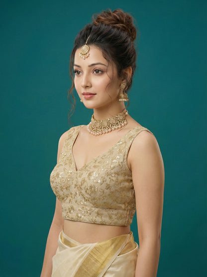 Designer Gold Embroidered Blouse