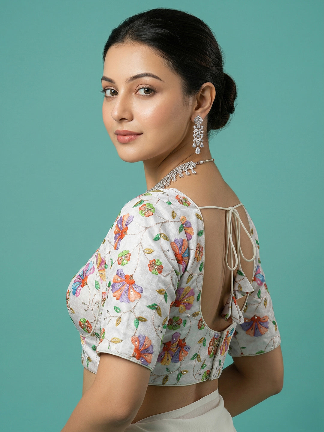 Silk White Saree Blouse