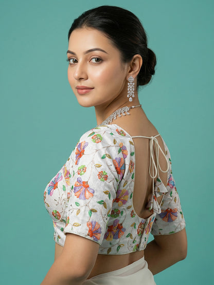 Silk White Saree Blouse