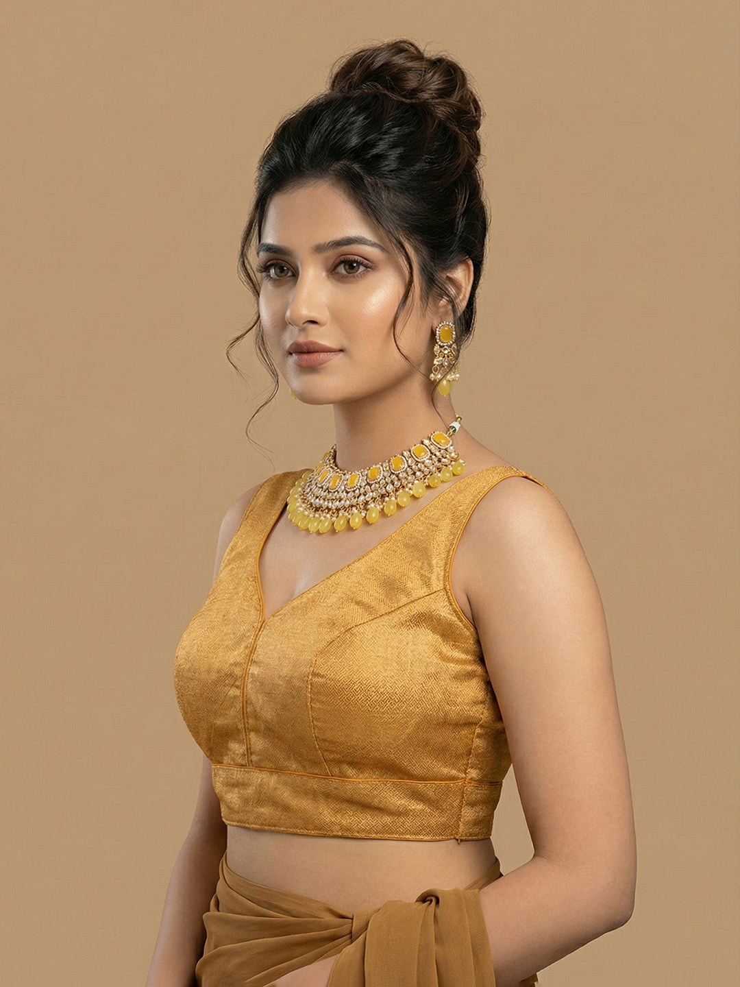 Woven Gold Design Blouse