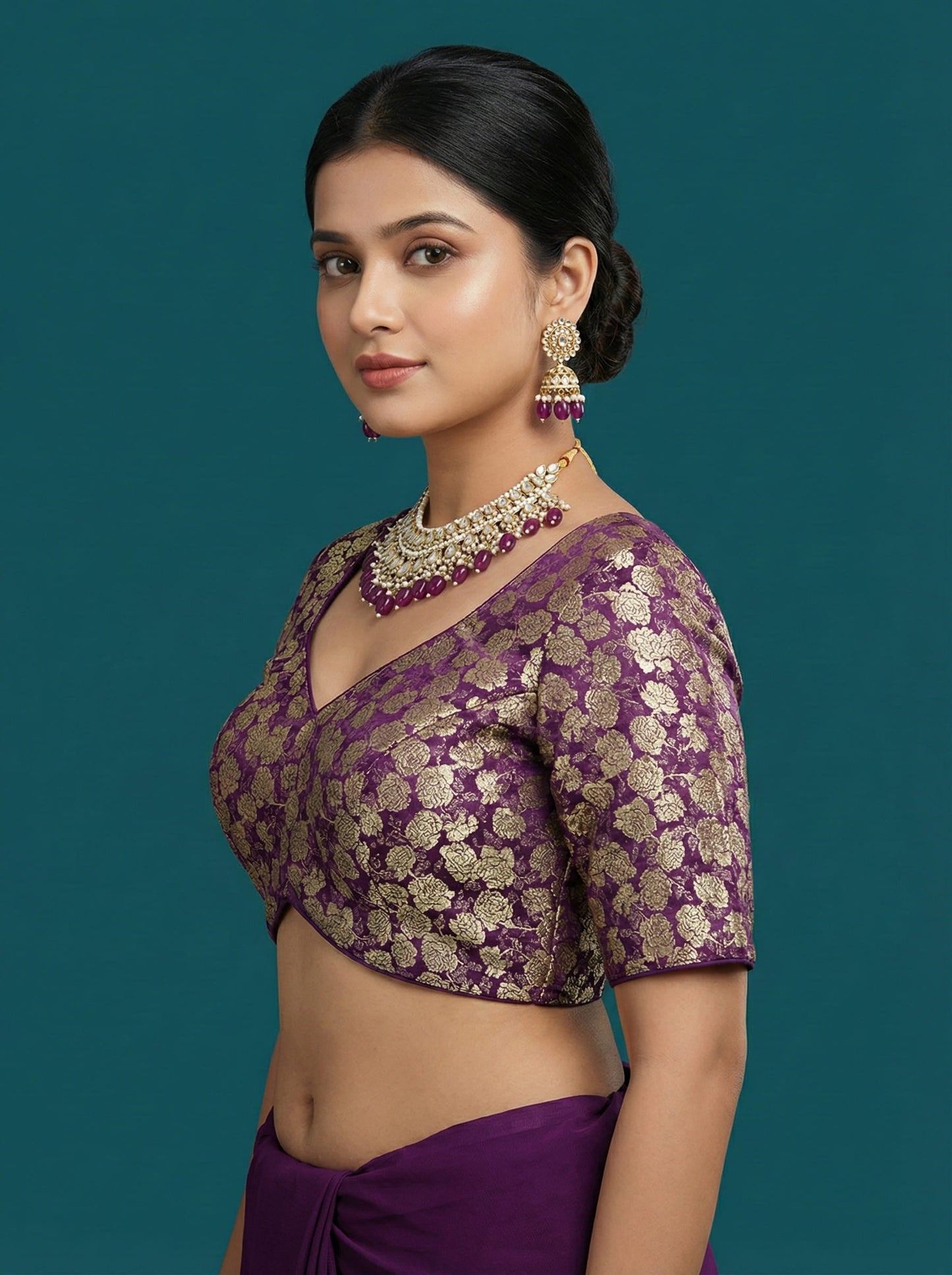 Woven Wine Design Blouse